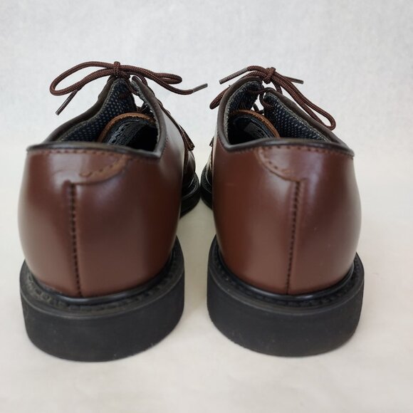 Bates Lites Brown Leather Oxford Shoes Men's 8 Non Marking Oil Resistant US Navy - Picture 7 of 14